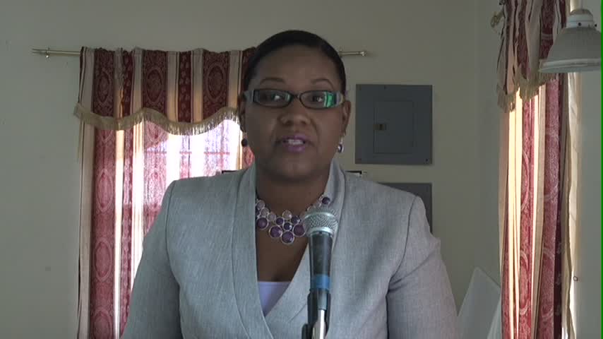 Zahnela Claxton, Co-ordinator of Youth Development delivering remarks at the Department of Youth and Sports’ 13th annual Summer Job Attachment training workshop on June 20, 2016, at the Red Cross Headquarters conference room